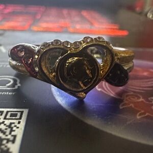 Vintage-Inspired Gold and Red Heart Ring make America great again Trump head